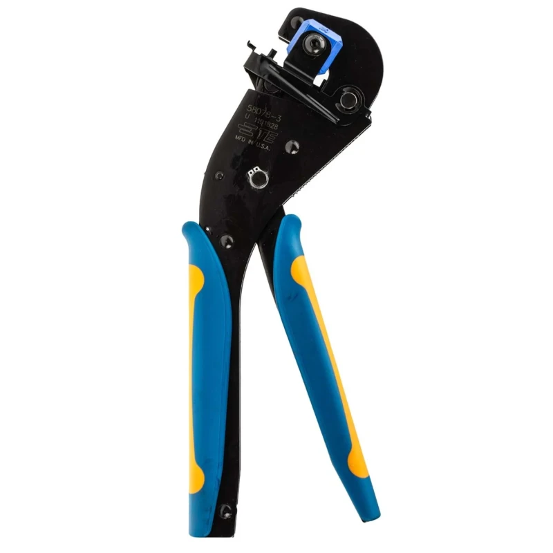TE Connectivity Premium Grade Tetra-Crimp Hand Crimping Tool Frame Ergonomic Handle Adjustable Ratchet ISO 9001 58078-3