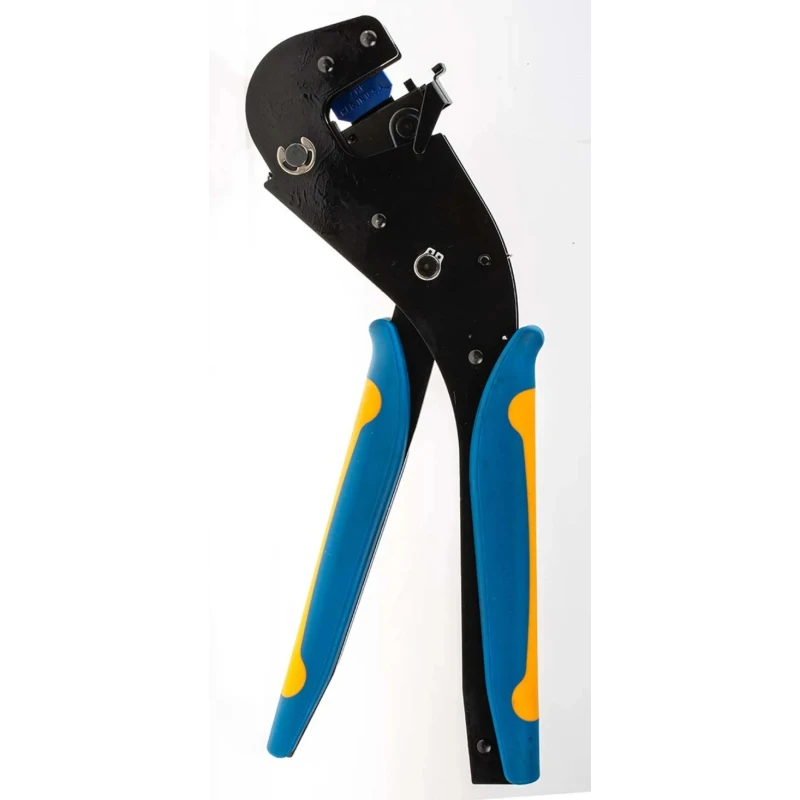 TE Connectivity Premium Grade Tetra-Crimp Hand Crimping Tool Frame Ergonomic Handle Adjustable Ratchet ISO 9001 58078-3