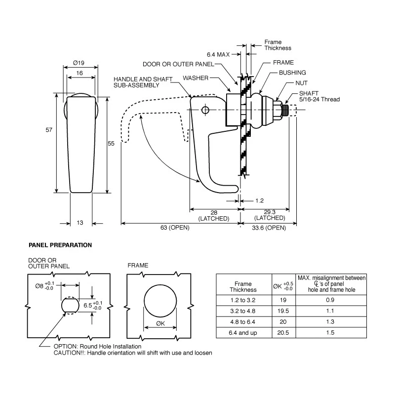 Southco Nylon Swell Latch Black Powder Coated 57mm Length 19mm Width 97mm Depth 222N Operating Tension 19-14-10