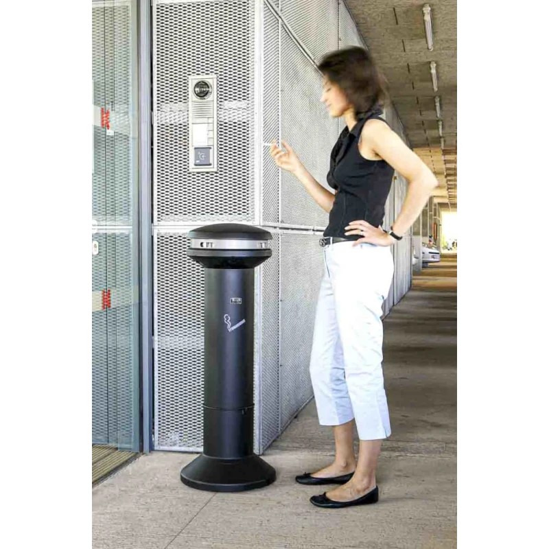 Rubbermaid Commercial Products Ultra High Capacity Black Stainless Steel Base Cigarette Bin 485mm x 1.02m x 480mm FG9W3400BLA