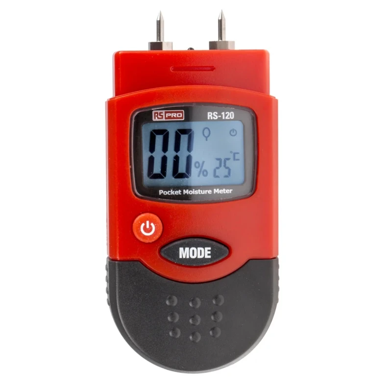 RS PRO Digital Moisture Meter RS-120, ±0.2 %, ±2 % Accuracy, Battery-Powered, 0.2 to 2 % Moisture Content, China