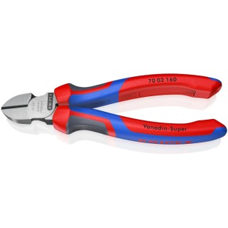 Knipex Diagonal Bevel Side Cutter with 11mm Jaw Width, 160mm Length, Steel Jaw, Bi-Metal Handle 70 02 160 SB