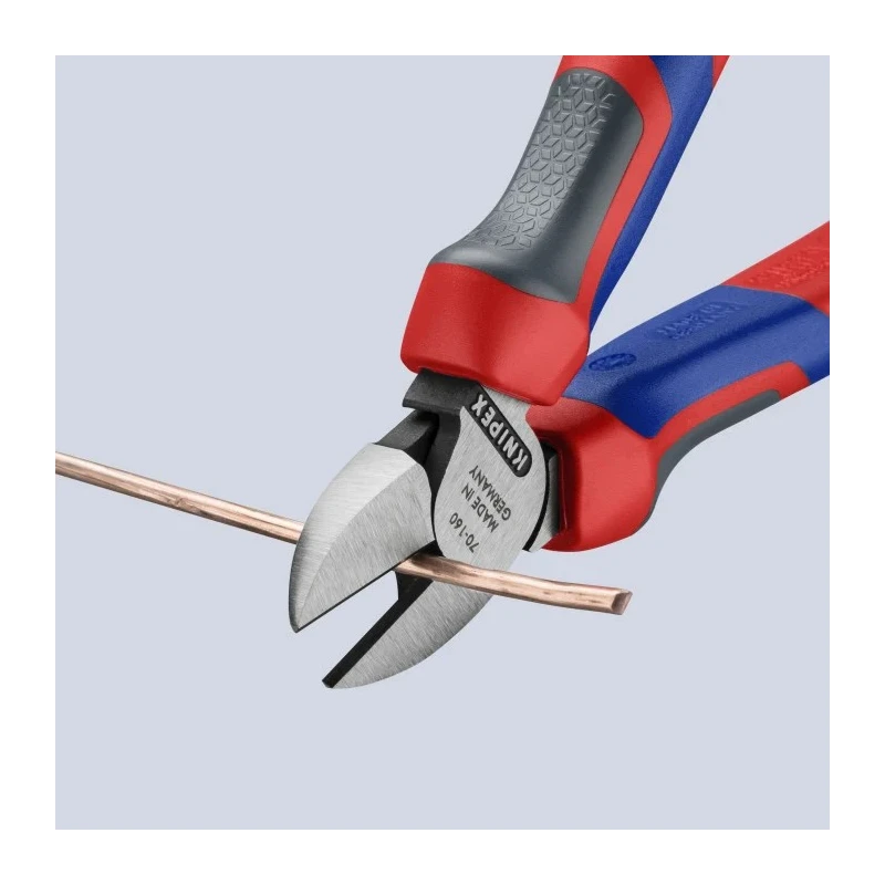 Knipex Diagonal Bevel Side Cutter with 11mm Jaw Width, 160mm Length, Steel Jaw, Bi-Metal Handle 70 02 160 SB
