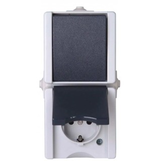 Kopp 16A Grey 2 Gang Outdoor Plug Socket Type F proAQa 947556008