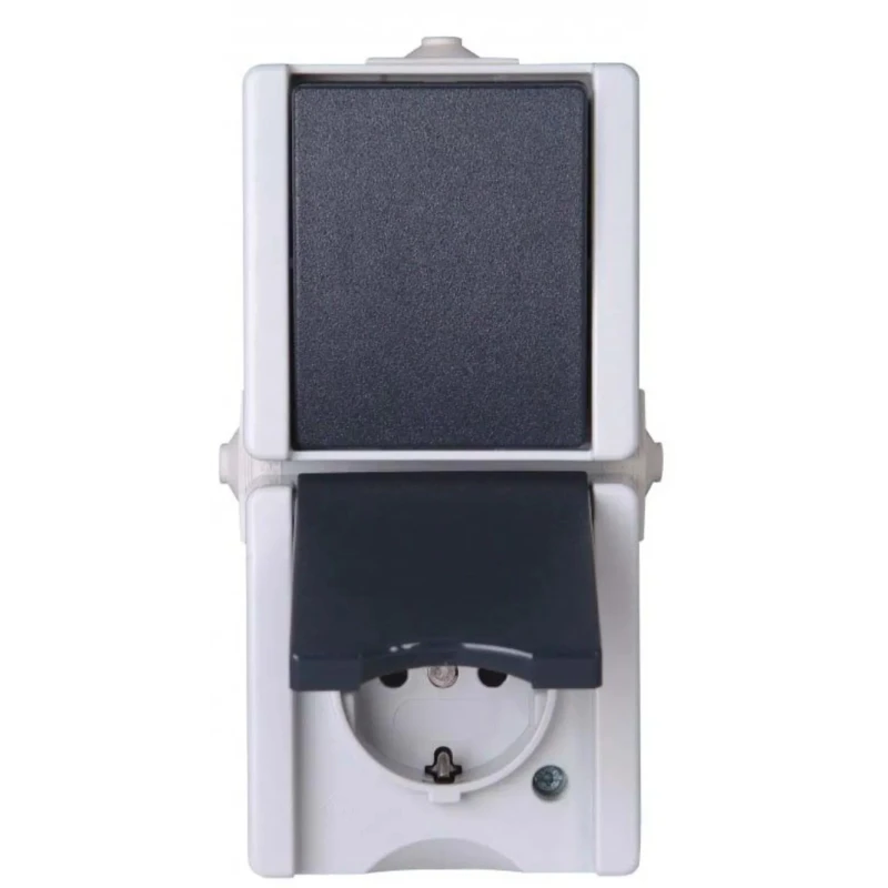 Kopp 16A Grey 2 Gang Outdoor Plug Socket Type F proAQa 947556008