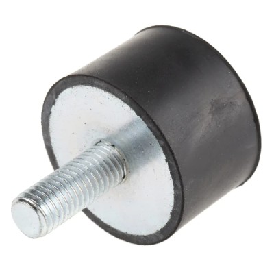 RS PRO Cylindrical M10 Anti-Vibration Mount Male Buffer Foot Natural Rubber 60 Shore A 108kg Compression 40mm OD 162-3248