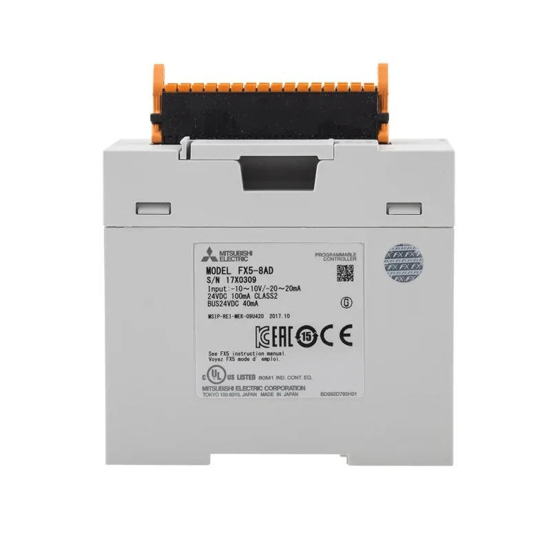 Mitsubishi Electric Analogue Input Module with 8 Inputs and 8 Digital Outputs, DIN Rail Mount, for FX5U and FX5UC CPU FX58AD