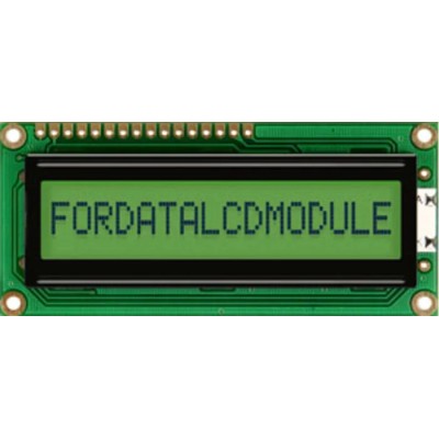 Fordata LCD Graphic Display Green Yellow on 1 Row By 16 Characters China FC1601E01-RNNYBW-66SE