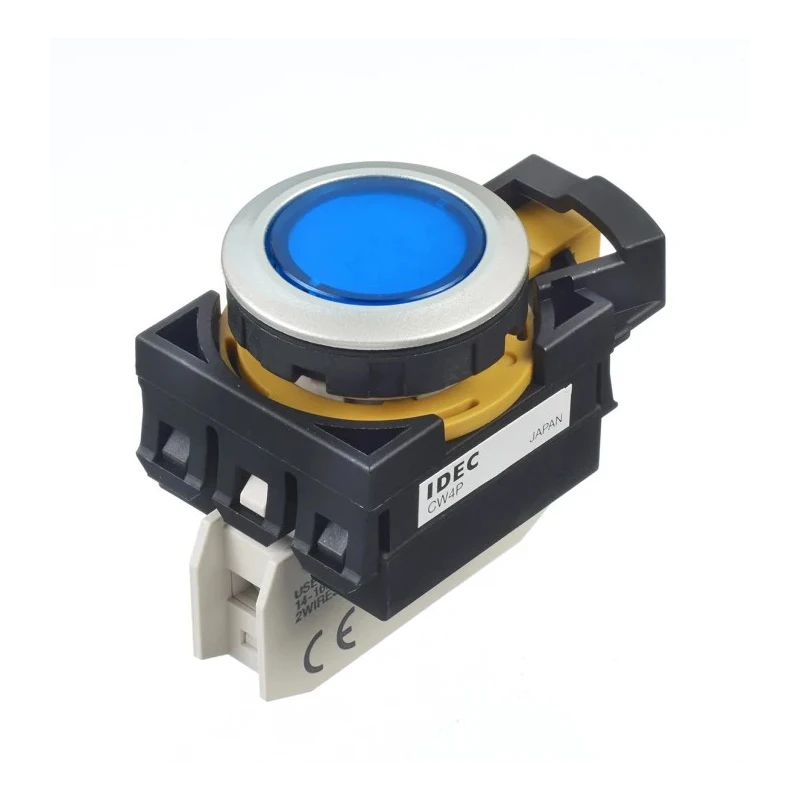 Idec CW Series Illuminated Blue LED Push Button Switch Panel Mount 22 mm Cutout IP66 24V CW4P-1EQ4S