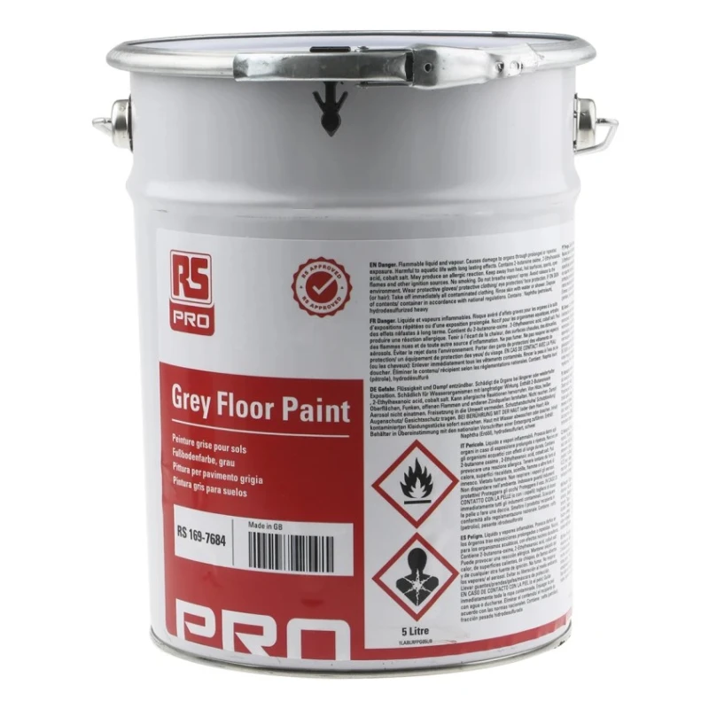 RS PRO Polyurethane Floor Paint in Hard Wearing Grey 5 L Tin 169-7684
