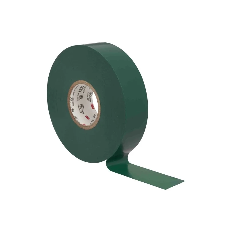 3M Green Polyvinyl Chloride Electrical Tape 19mm x 20m Rubber Adhesive Rubber Adhesion Heat Resistant SCOTCH 35 VERT 20 X 19