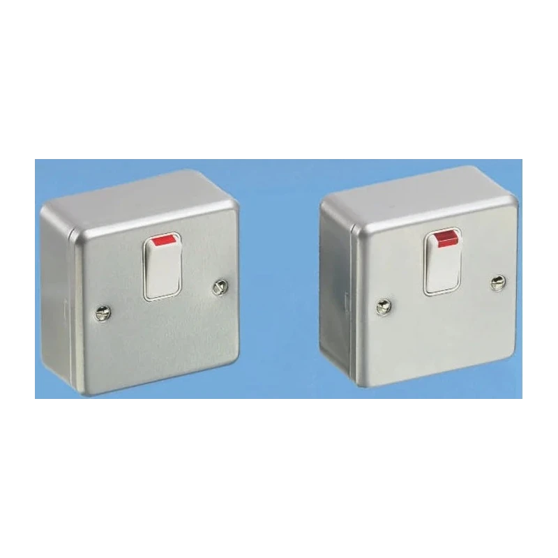 MK Electric Silver 1 Gang Metal Clad Light Switch 250V 20A K5212 ALM