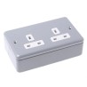 MK Electric 13A Grey 2 Gang Plug Socket Metalclad Plus Indoor Type G British K850 ALM