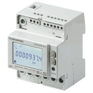 Socomec 3 Phase Digital LCD Energy Meter COUNTIS Series, 90mm Cutout Height, 8 Digits, Pulse Output, MODBUS 48503050