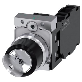 Siemens Metal IP69, IP67, IP66 Ronis Key Switch, SPDT 10A 2 Positions Latching 3SU1150-4BF11-1FA0