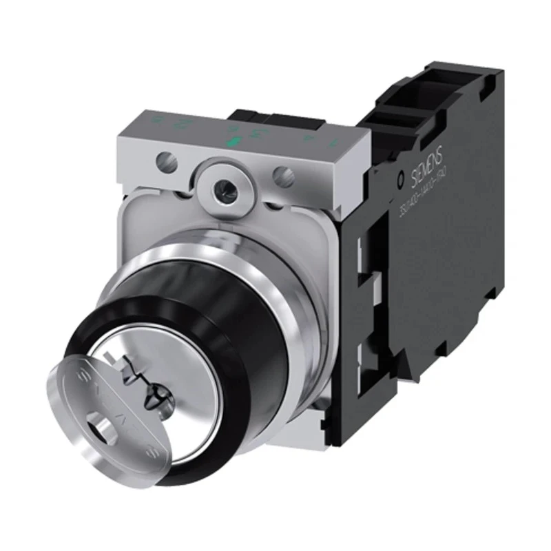 Siemens Metal IP69, IP67, IP66 Ronis Key Switch, SPDT 10A 2 Positions Latching 3SU1150-4BF11-1FA0