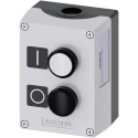 Siemens Enclosed Push Button Switch SPDT Plastic Grey Enclosure Black White 22mm Cutout Diameter IP69 3SU1802-0AC00-2AB1