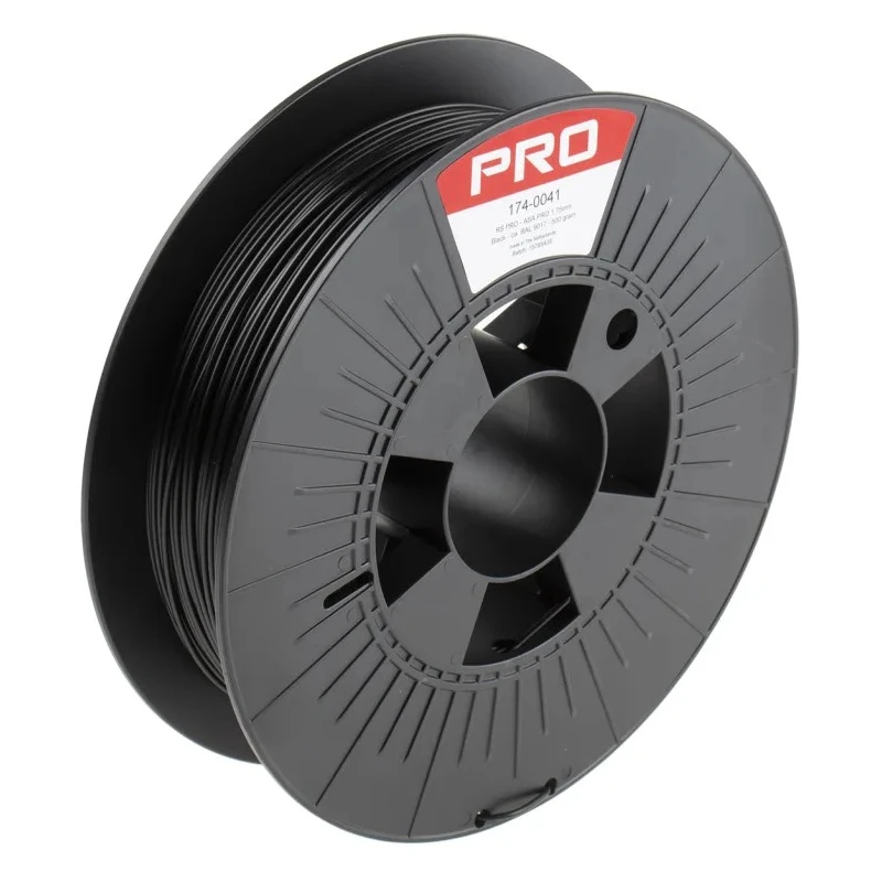 RS PRO 1.75 mm Black ASA 3D Printer Filament, 500 g 174-0041