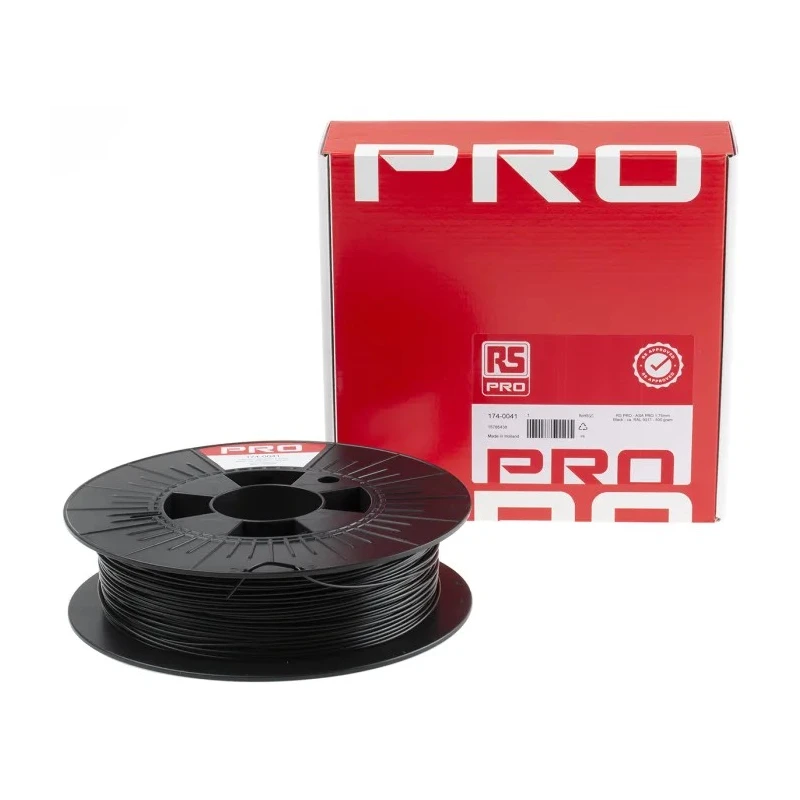 RS PRO 1.75 mm Black ASA 3D Printer Filament, 500 g 174-0041