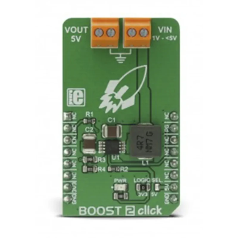 MikroElektronika BOOST 2 Click DC-DC Controller Development Kit, MCP1642B, Fixed 5V Output, 3.3V to 5V Input MIKROE-2894