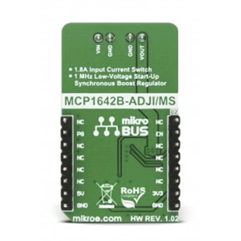 MikroElektronika BOOST 2 Click DC-DC Controller Development Kit, MCP1642B, Fixed 5V Output, 3.3V to 5V Input MIKROE-2894