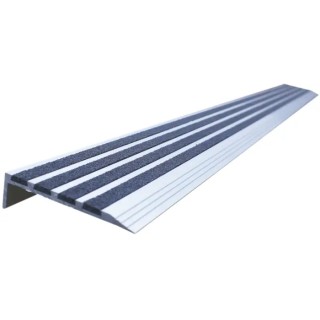 RS PRO Black Stair Nosing Quartz Sand Aluminium Anti-Slip Finish 1.3 m x 76 mm x 5 mm 174-5938