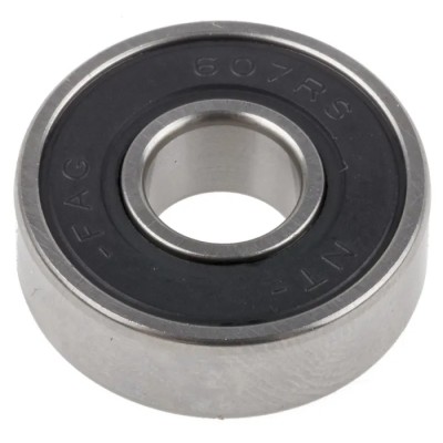 FAG Single Row Deep Groove Ball Bearing 7 mm Inside Diameter 19 mm Outside Diameter 6 mm Race Width Sealed Steel Cage 607-2RS