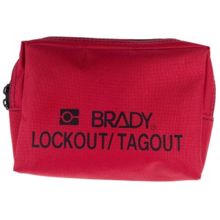Brady Red Lockout Heavy Duty Nylon Lockout Tagout Empty Bag & Pouch LOCKOUT BELT POUCH, RED 5"X7"