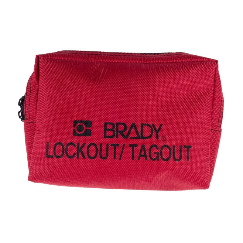 Brady Red Lockout Heavy Duty Nylon Lockout Tagout Empty Bag & Pouch LOCKOUT BELT POUCH, RED 5"X7"
