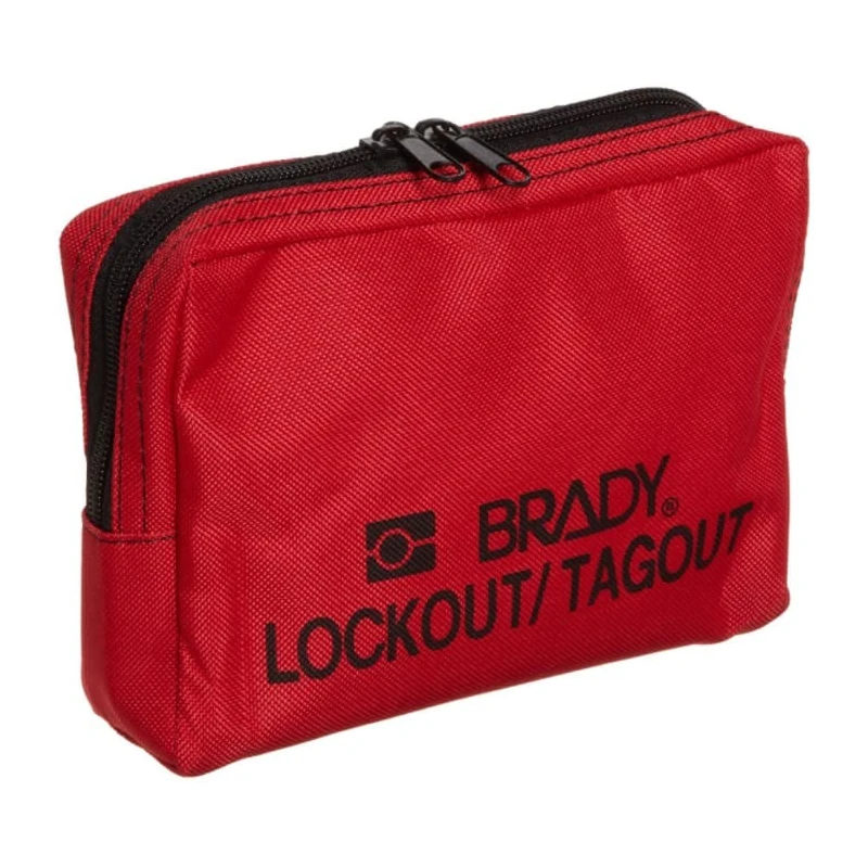 Brady Red Lockout Heavy Duty Nylon Lockout Tagout Empty Bag & Pouch LOCKOUT BELT POUCH, RED 5"X7"