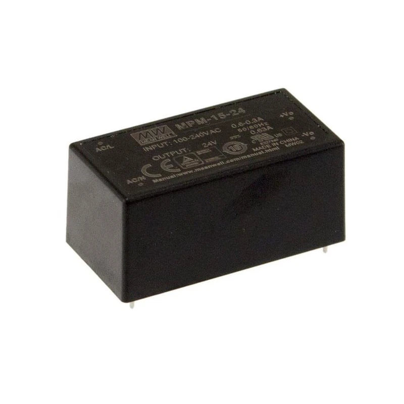 MEAN WELL Switching Power Supply 15W 15V DC PCB Mount MPM-15-15