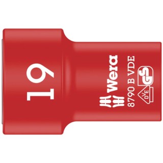 Wera 3/8 in Drive 19 mm 6 Point Hex Insulated Socket VDE 1000V Approved 46mm Overall Length 05004963001