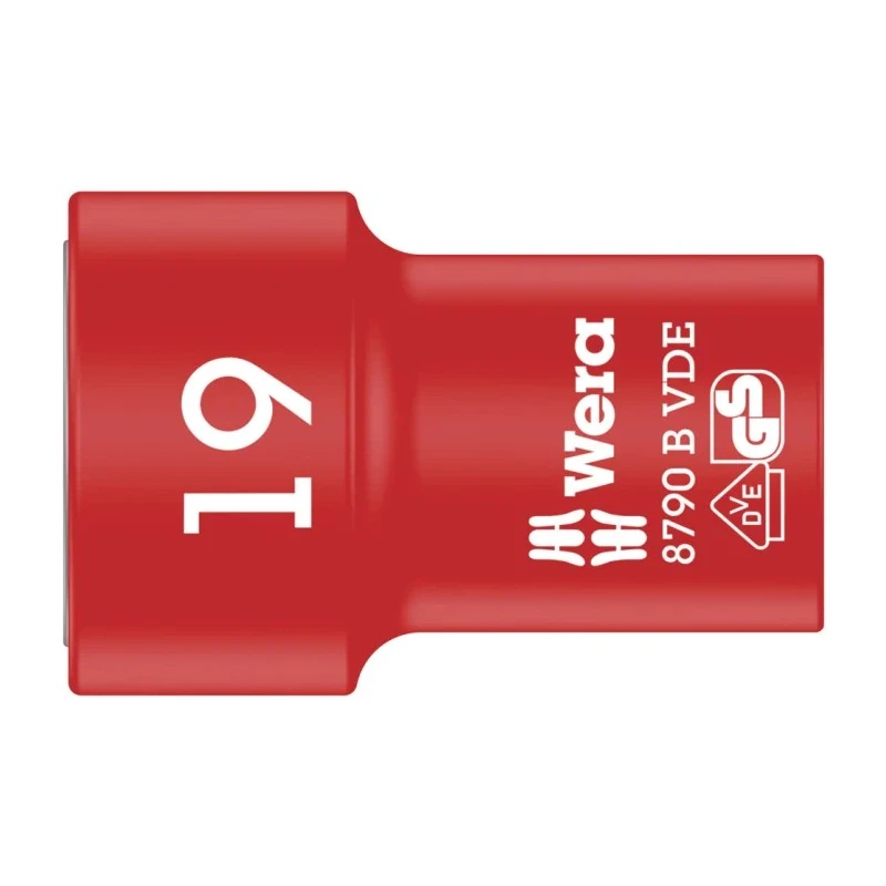 Wera 3/8 in Drive 19 mm 6 Point Hex Insulated Socket VDE 1000V Approved 46mm Overall Length 05004963001