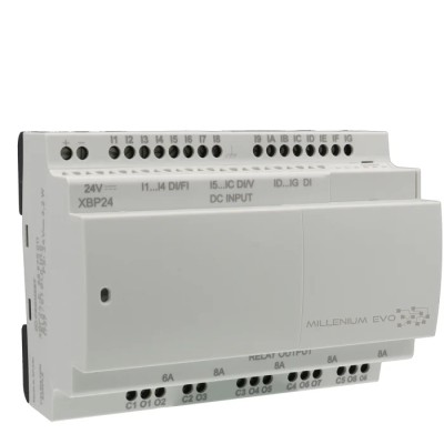 Crouzet Millenium Evo Series PLC CPU, 16-Input Digital Input, 8 Relay Outputs, Battery Backup, RS485 Communication 88975001