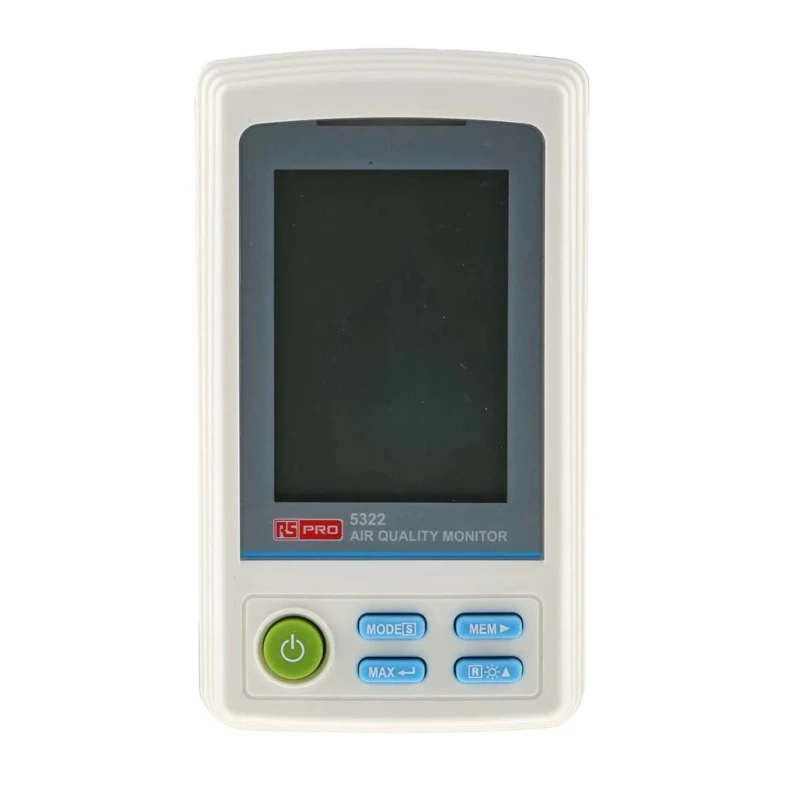 RS Pro Data Logging Air Quality Monitor Battery-Powered Maximum 60 °C Temperature, 99 %RH Humidity RS-5322 174-9558