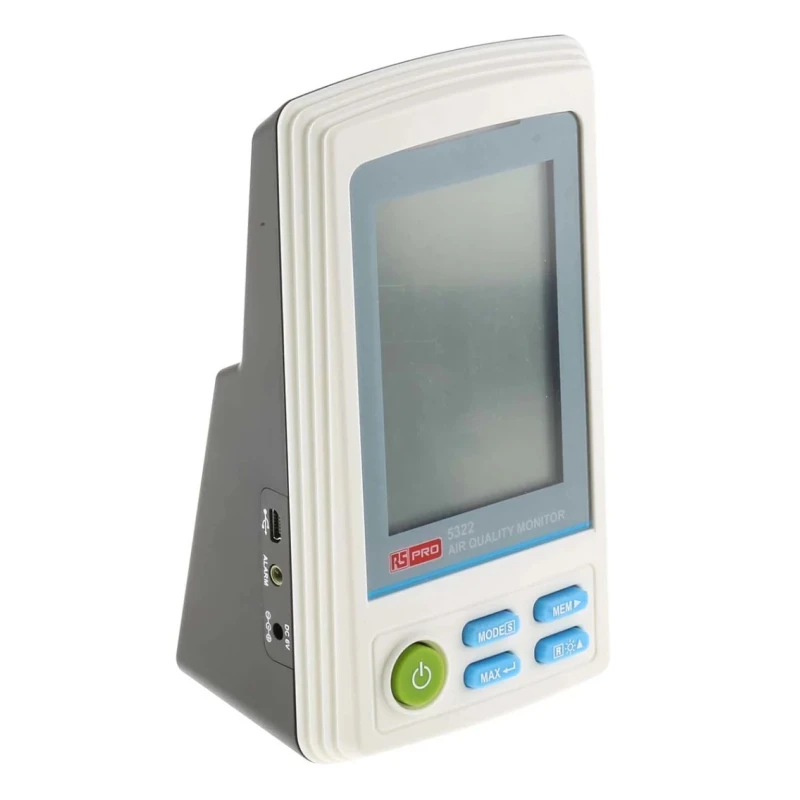 RS Pro Data Logging Air Quality Monitor Battery-Powered Maximum 60 °C Temperature, 99 %RH Humidity RS-5322 174-9558