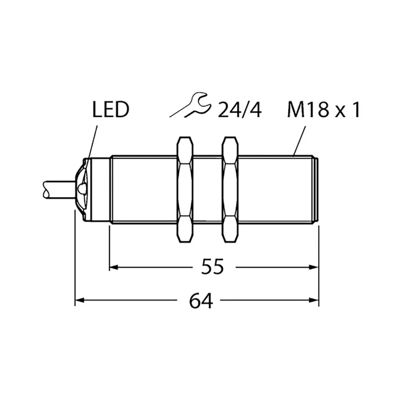 Turck Threaded Barrel Ultrasonic Proximity Sensor M18 50 cm 65mA PNP 30 V dc RU50U-S18-AP8X-H1141
