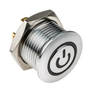 RS PRO Illuminated Push Button Switch Momentary Panel Mount 16 mm Cutout SPST White LED IP67 36 V dc 175-8450
