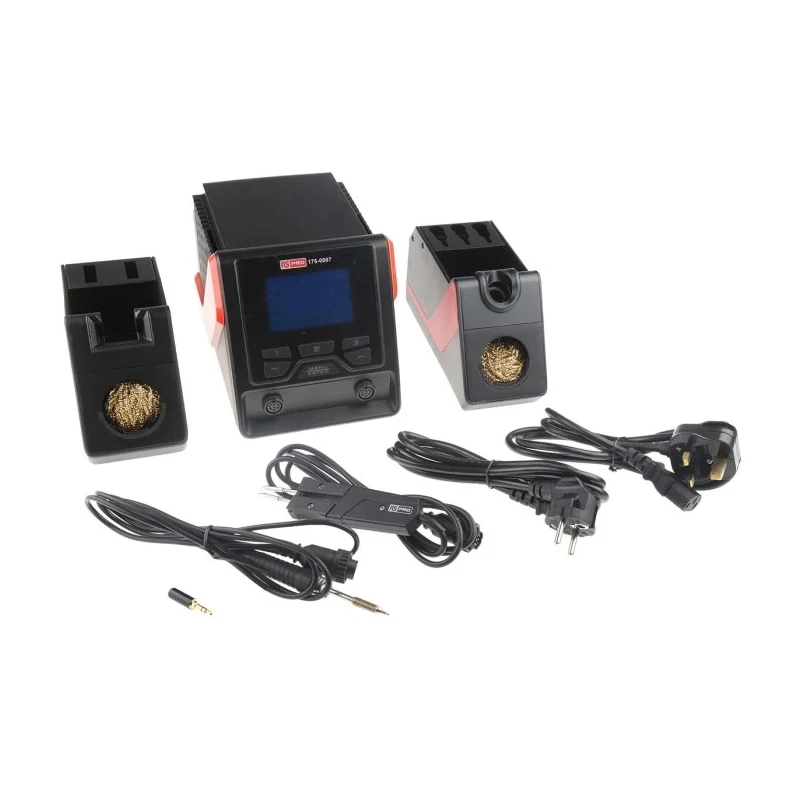 RS PRO Dual Channel Digital Soldering Station 200 W, 230V, LCD Display, 2 Outputs 176-0007