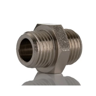 RS PRO Brass Pipe Fitting Straight Threaded Nipple Male G 1/4 in to Male BSPP 1/4 in 176-0986