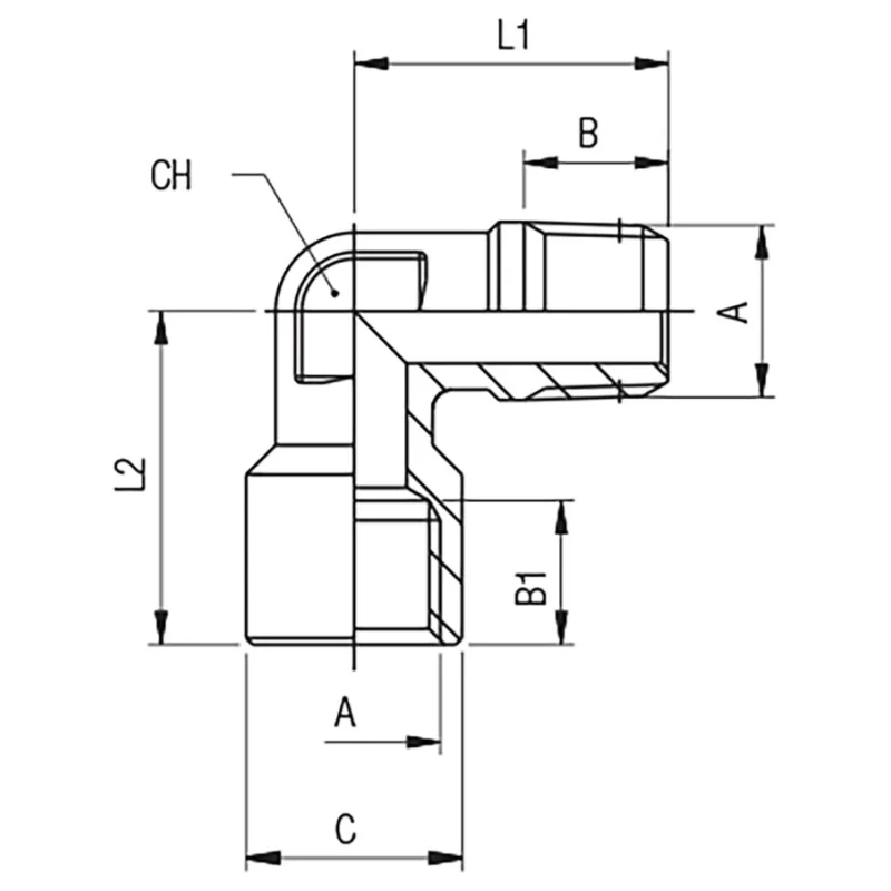 RS PRO Stainless Steel Elbow Threaded Adaptor Fitting Male Threaded 1/4 in x Female 11 in 419.1 mm, 140 bar, 300°C 176-2217