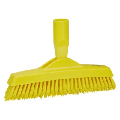 Vikan Hard Bristle Yellow Crevice Scrub Brush 225mm Width, 40mm Polyester Bristle, Model 70406