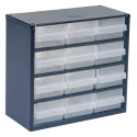 Raaco Drawer Storage Unit 12 Steel Case with 12 Transparent Polypropylene Drawers Blue 283 mm x 306 mm x 150 mm 137553