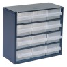 Raaco Drawer Storage Unit 12 Steel Case with 12 Transparent Polypropylene Drawers Blue 283 mm x 306 mm x 150 mm 137553