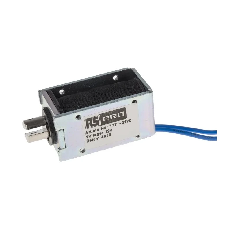 RS PRO Linear Solenoid Pull Action 12VDC, Corrosion-Resistant Plated Parts, 53.5mm Length x 27mm Width x 30mm Depth 177-0120