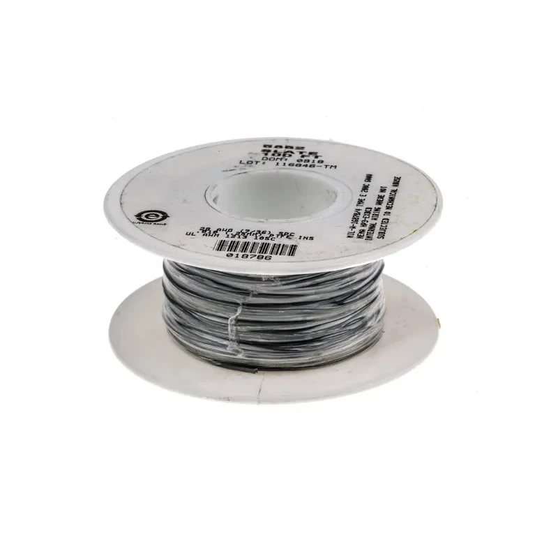 Alpha Wire 5852 Series Grey PTFE Equipment Wire, 28 AWG, 7 x 0.13 mm Core Strands, 30 m Length, Silver Plated 5852 SL005