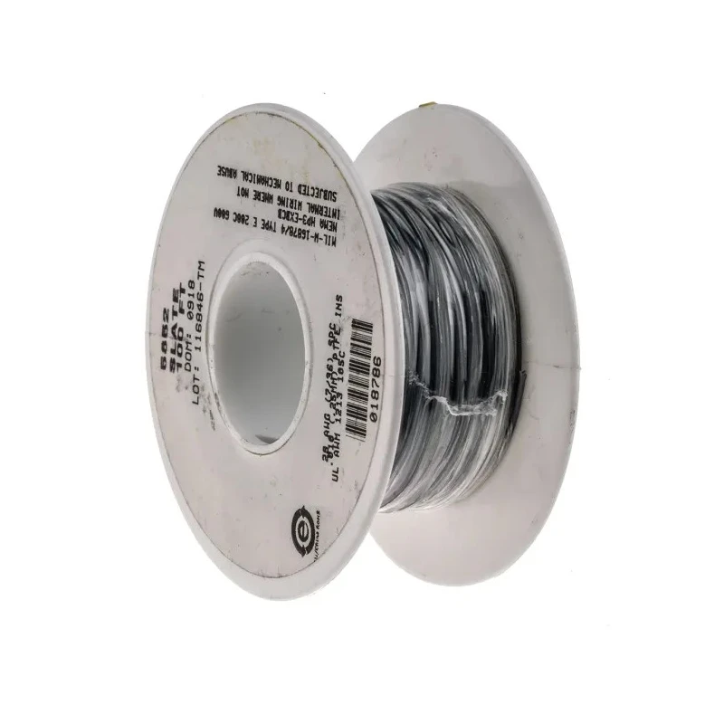 Alpha Wire 5852 Series Grey PTFE Equipment Wire, 28 AWG, 7 x 0.13 mm Core Strands, 30 m Length, Silver Plated 5852 SL005