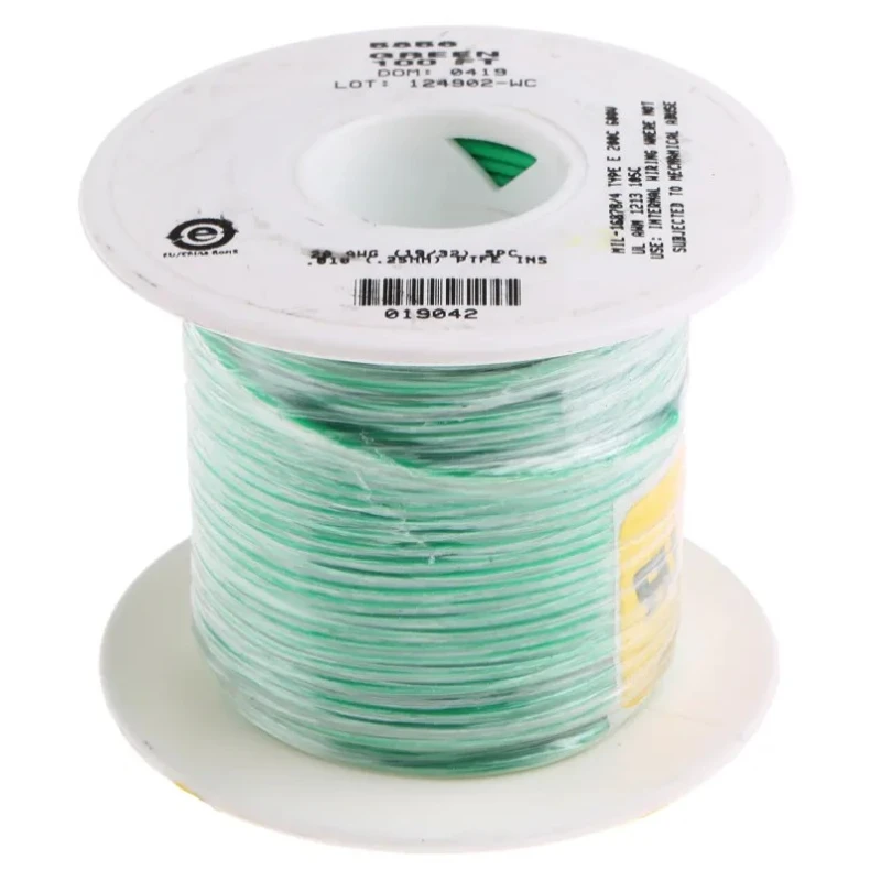 Alpha Wire Hook Up Wire TEFLON Series Green 20 AWG 19x0.20mm Core Strands 0.62mm² 30m 600V -60°C to 200°C 5856 GR005