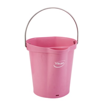 Vikan 6L Plastic Pink Round Bucket with Handle and Wide Drip-Free Spout 56881