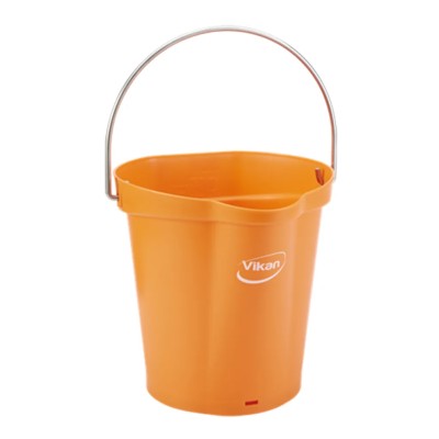 Vikan 6L Plastic Round Orange Bucket with Handle 260mm x 270mm x 258mm 56887